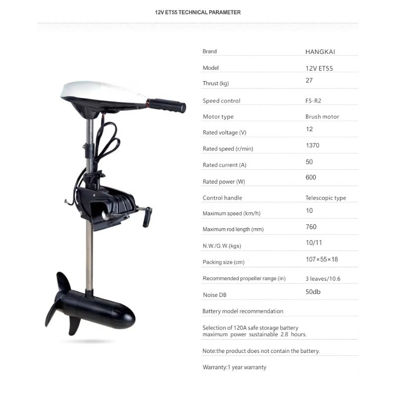 Moteur électrique de pêche HAN - Fishing Boat Trolling Motor avis et prix
